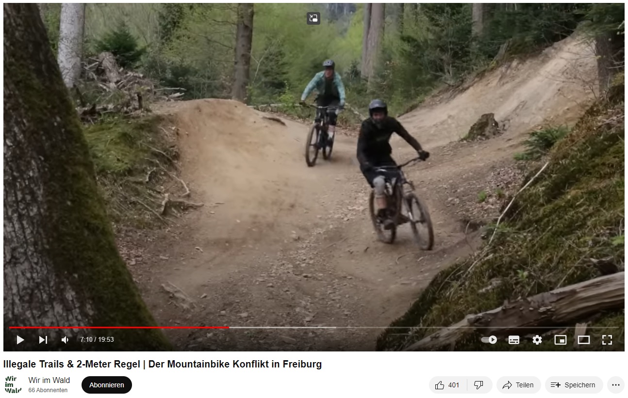 Verursachen Mountainbiker im Freiburger-Wald Probleme mit anderen Waldnutzern? Dieser Frage gehen Studenten in dem Videobeitrag "Der Mountainbike Konflikt in Freiburg" nach. Quelle: Youtube - Wir im Wald